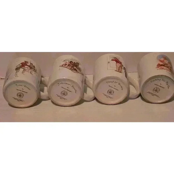 Norman Rockwell Mugs Set of 4 White - Picture 6 of 16